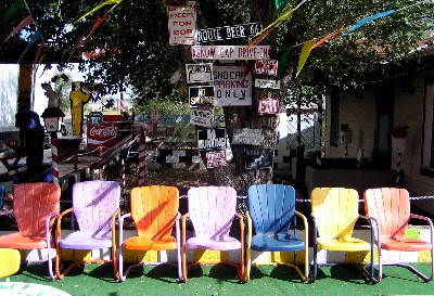 Antique Metal Furniture on Colorful Vintage Metal Lawn Chairs Await The Arrival Of The